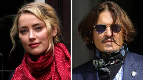Amber Heard and Johnny Depp arrive at the High Court in London
