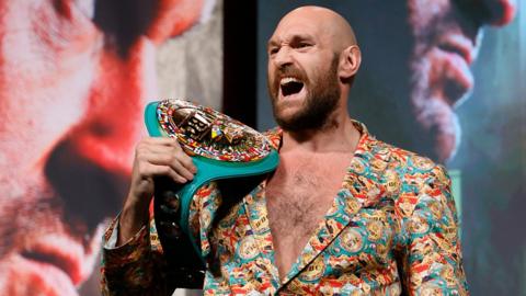 Tyson Fury with his WBC belt