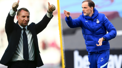 Leicester City manager Brendan Rodgers and Chelsea boss Thomas Tuchel