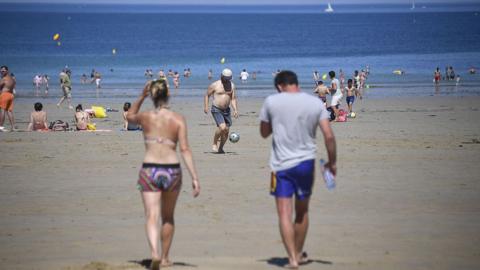 couple walking on beach