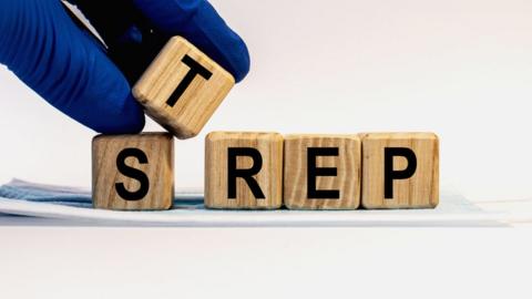 Wooden blocks spelling out Strep