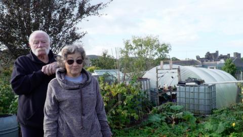 Wendy and Phil on the allotment