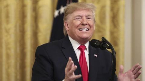 President Donald Trump speaks at the White House. 6 November