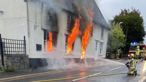Building on fire in Fordham, Cambridgeshire