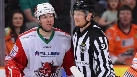 Cardiff Devils' Ben O'Connor makes a point