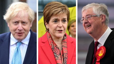 Boris Johnson, Nicola Sturgeon a Mark Drakeford
