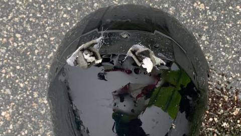 Florida Highway Patrol posted a photo of the shattered helmet