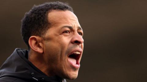 Liam Rosenior, Manager of Hull City, reacts during the Sky Bet Championship match between Hull City and Stoke City at MKM Stadium on March 29, 2024 in Hull, England