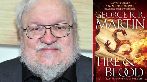 George RR Martin and the US book jacket of Fire and Blood