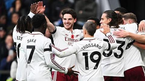 Declan Rice and Arsenal celebrate a goal