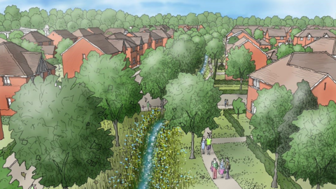 An artist's illustration of what the new estate in Wash Water will look like 