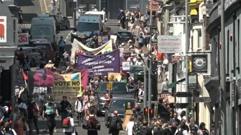 University protesters march through Brighton