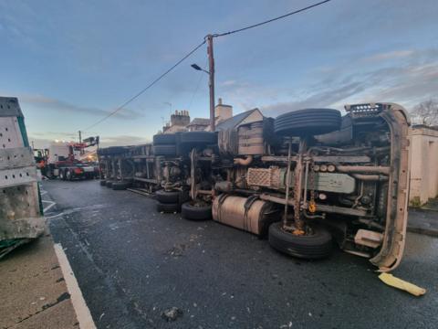 Overturned lorry