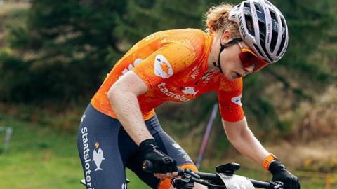 Puck Pieterse of Netherlands competes in the UCI Mountain Bike World Championships Cross Country XCC Women Elite