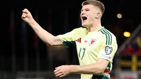 Jordan James celebrates