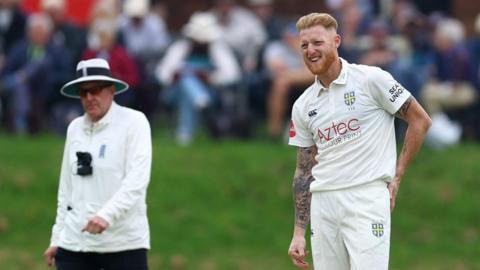 Ben Stokes bowling at Blackpool