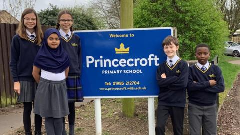 School children outside the Princecroft Primary School