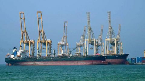File photo showing two tankers at the Khor Fakkan container terminal in the United Arab Emirates (23 June 2025)