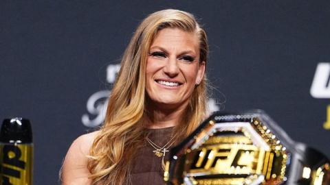 Kayla Harrison at a news conference in December