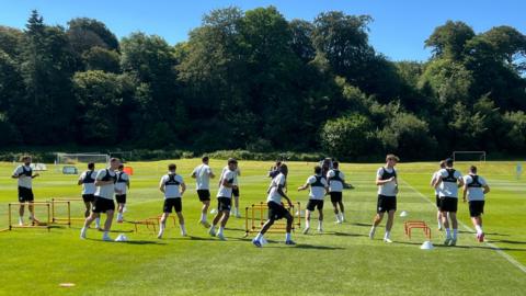 Portsmouth's squad complete a training session in the Republic of Ireland