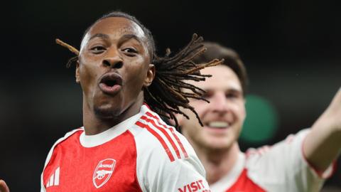 Arsenal's Eberechi Eze celebrating