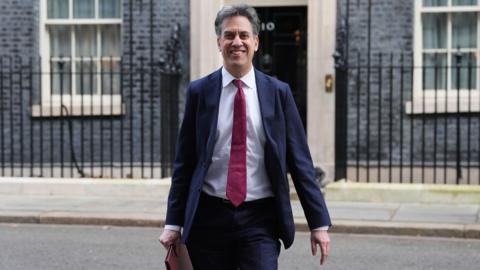 Ed Miliband leaving 10 Downing Street following a Cabinet meeting