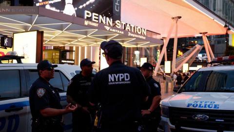 NYPD outside Penn Station after a stabbing