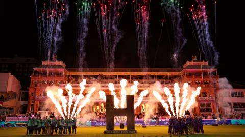 Fireworks go off as men's and women's Hundred teams celebrate their title wins