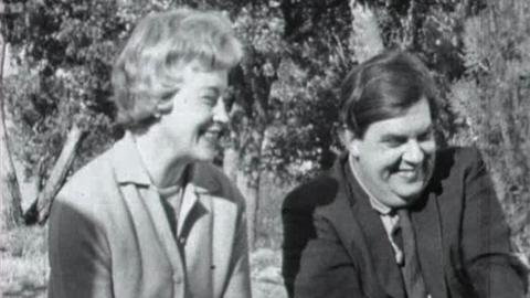 Margaret and Geoffrey Burbidge smiling during their interview.