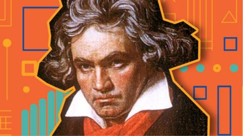 Beethoven on colourful background
