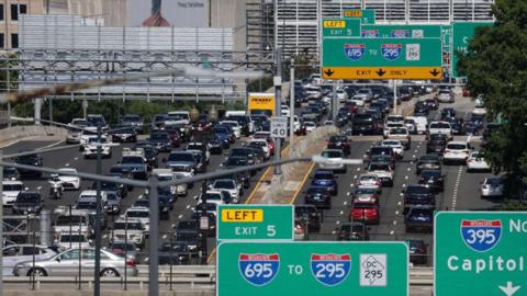 Cars in traffic on highway