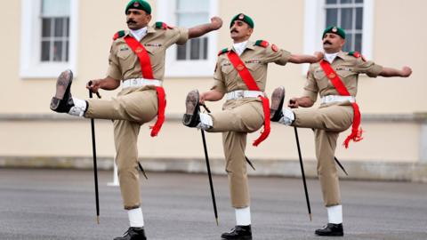 A team from Pakistan compete in the British Army's All Arms International Pace Sticking Competition at the Royal Military Academy Sandhurst.
