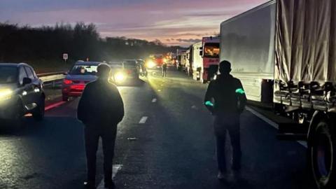 M50 after crash between two lorries