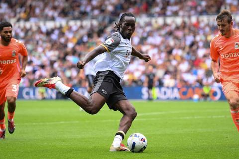 David Ozoh playing for Derby vs Coventry City.