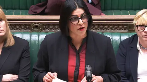 Screen grab of Home Secretary Shabana Mahmood making a statement to the House of Commons, London, about the death of former Conservative MP Ann Widdecombe. 