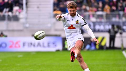 Henry Slade kicks the ball off the tee against Stade Francais earlier this season