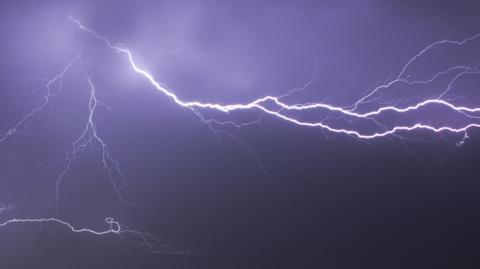 A bold of lightning in the sky over London. 
