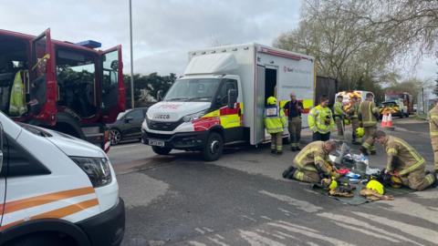 Fire crews outside a garage in Sturry Road, Canterbury
