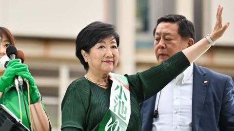 Yuriko Koike, governor of Tokyo, at an election campaign rally in Tokyo, Japan