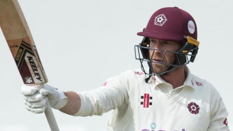 Luke Procter raises his bat to acclaim 50 first-class fifties in his career- eight of which he has turned into centuries