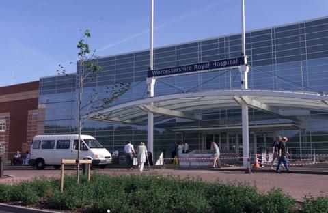 The main entrance to the Worcestershire Royal hospital