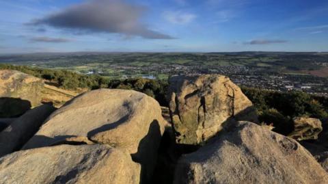 Otley Chevin, view from the top looking out over Otley