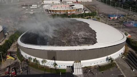 Rio Olympic velodrome roof damaged by fire