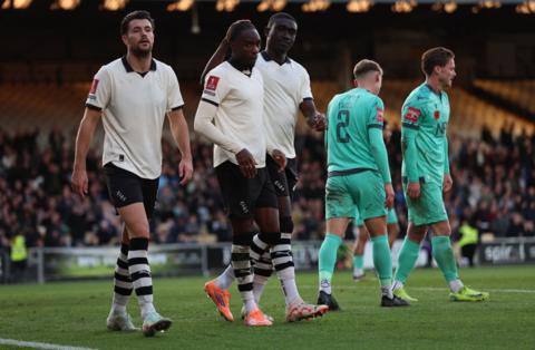 Port Vale celebrate Devante Cole's goal