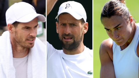 Andy Murray, Novak Djokovic and Aryna Sabalenka practise at Wimbledon