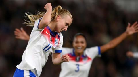 Aggie Beever-Jones celebrates scoring