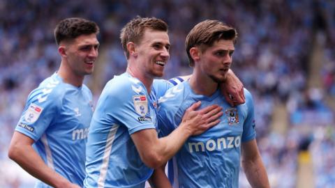 Jack Rudoni (right) celebrates scoring for Coventry against Middlesbrough