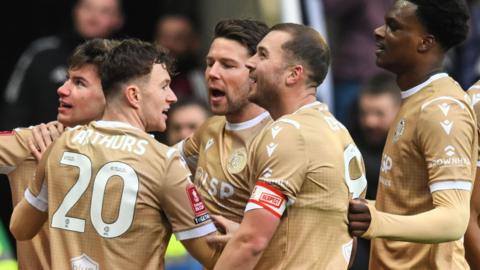 Bromley celebrate scoring against Newcastle in the FA Cup