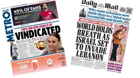 Composite image of two front pages  