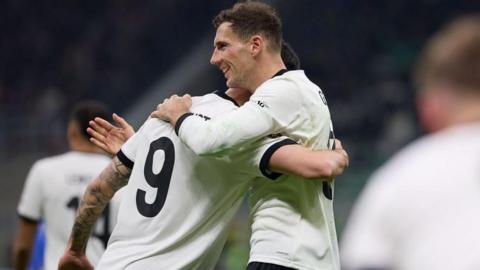 Leon Goretzka celebrates scoring for Germany